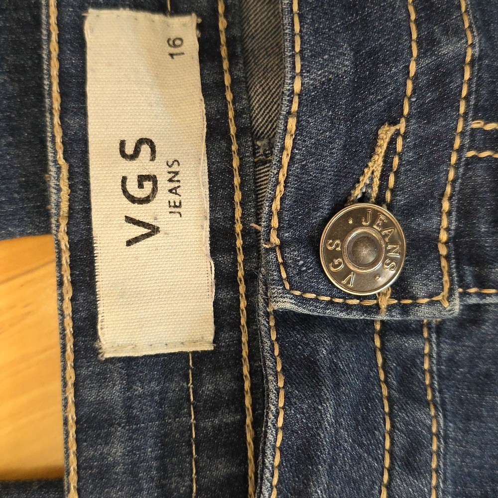 VGS Roll Up Skinny Jean with Tan Decorative Stitching Size 16 - Picture 3 of 10